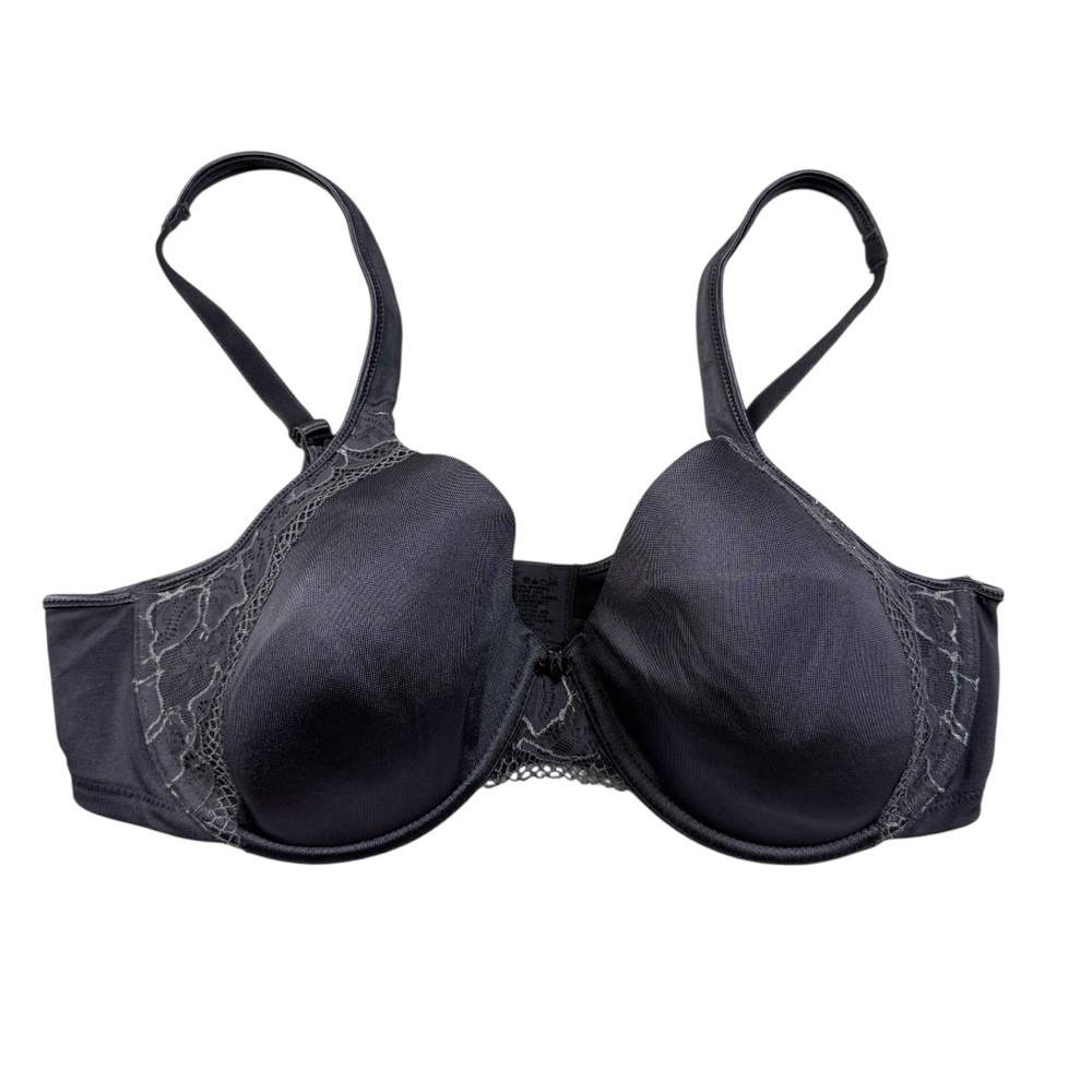 Bali Double Support Minimizer Underwire Bra Gray Blue Lace Trim 40B
